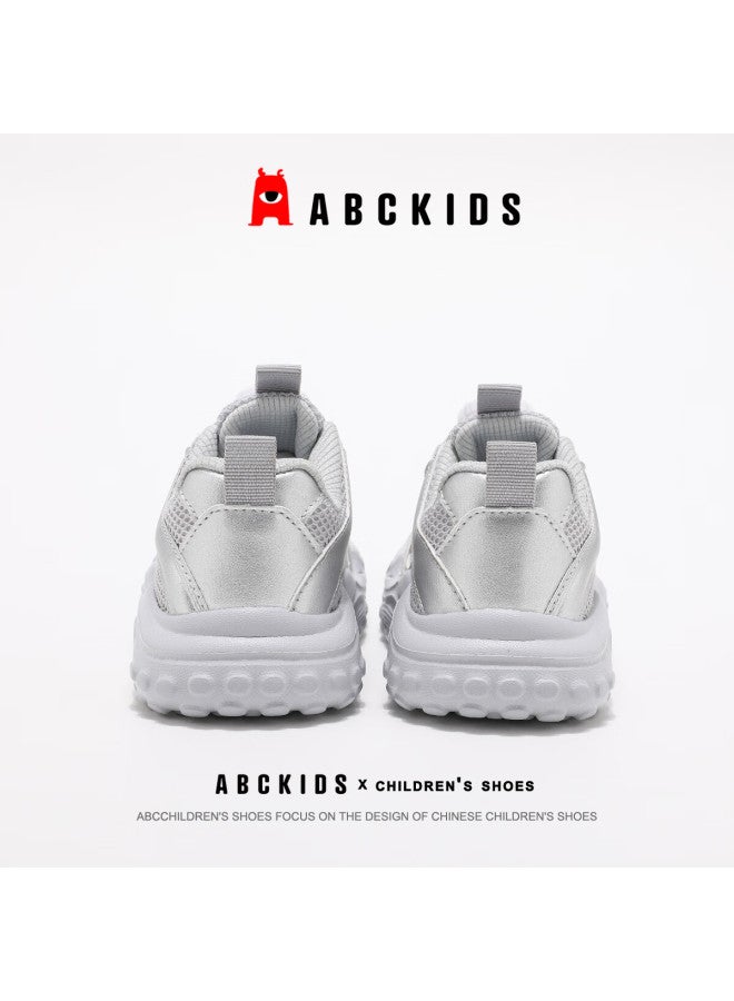Abc Kids Girls' Sports Shoes Autumn Kids' Running Mesh Shoes With Rotating Buckle 3560 Silver Gray Size 31 - Image 5