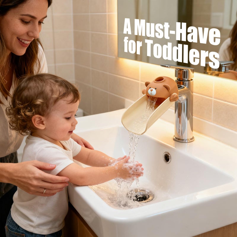Skyroku Faucet Extender for Toddlers, Sink Extenders with Temperature Sensitive for Kids Hand Washing Sink Faucet Extension,Suitable for Bathroom Sink, Kitchen,Bathtub (Brown) - Image 4
