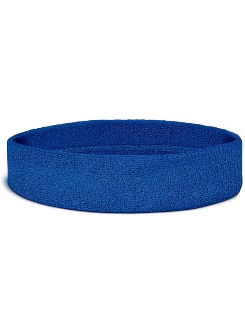 Sports Headband Set, Sweatproof and Moisture Wicking Terry Cloth Headbands for Workout, Black, Grey and Blue - Image 4
