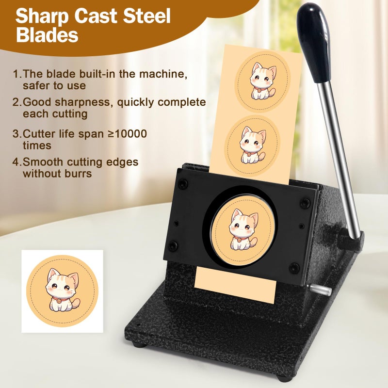 Enkreefi 1.26"/32mm Button Paper Cutter, 1.73â€/44mm Diameter Circle Cutter, 1.73â€Circle Punch, 1.73â€Round Paper Cutter 44mmDie Cut Machine for 1.26"/32mm Button Making(1.73â€/44mm Cutting Diameter) - Image 3