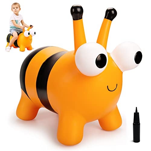 ZOOJOY Bee Bouncy Animals Hopper Inflatable Bouncing Hopper Outdoor Indoor Jumping Bounce Hopping Toys for Toddlers for 18 Months 2 3 4 Year Old Kid Toddler - Image 1