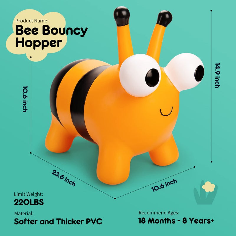 ZOOJOY Bee Bouncy Animals Hopper Inflatable Bouncing Hopper Outdoor Indoor Jumping Bounce Hopping Toys for Toddlers for 18 Months 2 3 4 Year Old Kid Toddler - Image 3