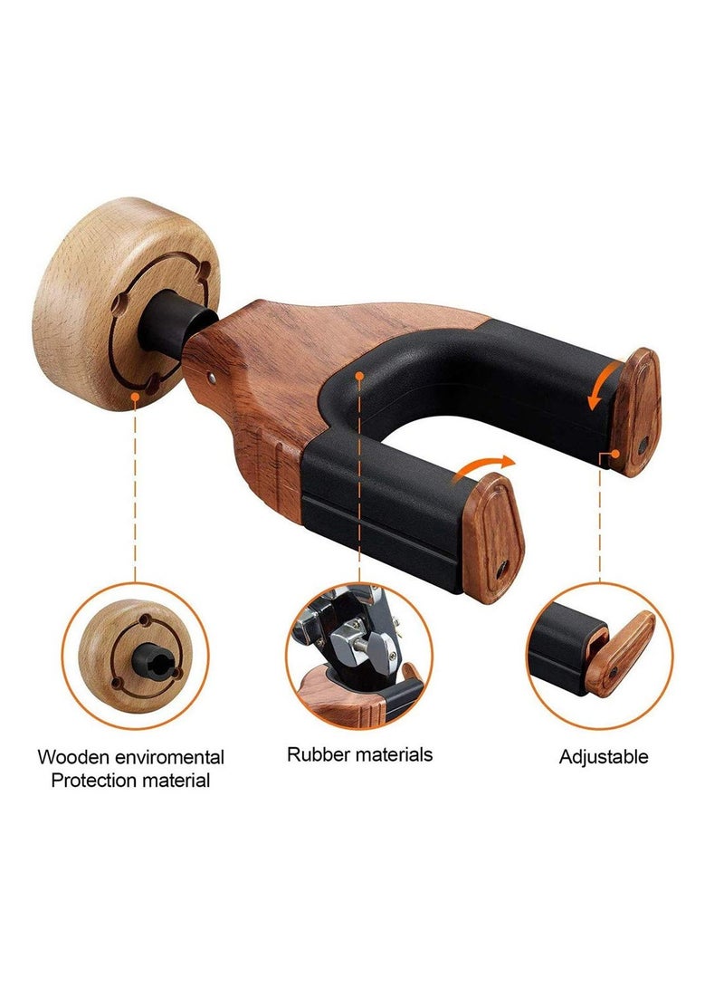 Guitar Wall Mount Auto Lock Guitar Wall Hanger for Acoustic Guitar Classical Guitar Electric Guitar Bass Mandolin Banjo (rose wood)  - Image 2