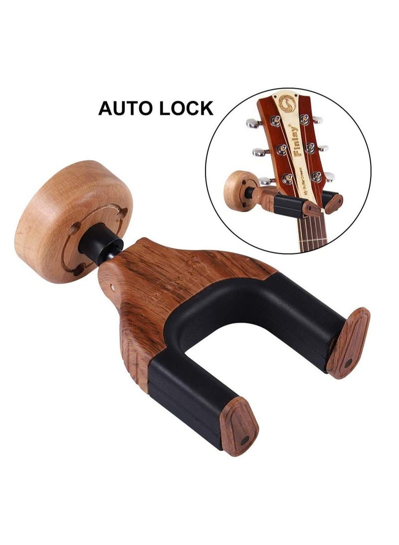 Guitar Wall Mount Auto Lock Guitar Wall Hanger for Acoustic Guitar Classical Guitar Electric Guitar Bass Mandolin Banjo (rose wood)  - Image 5