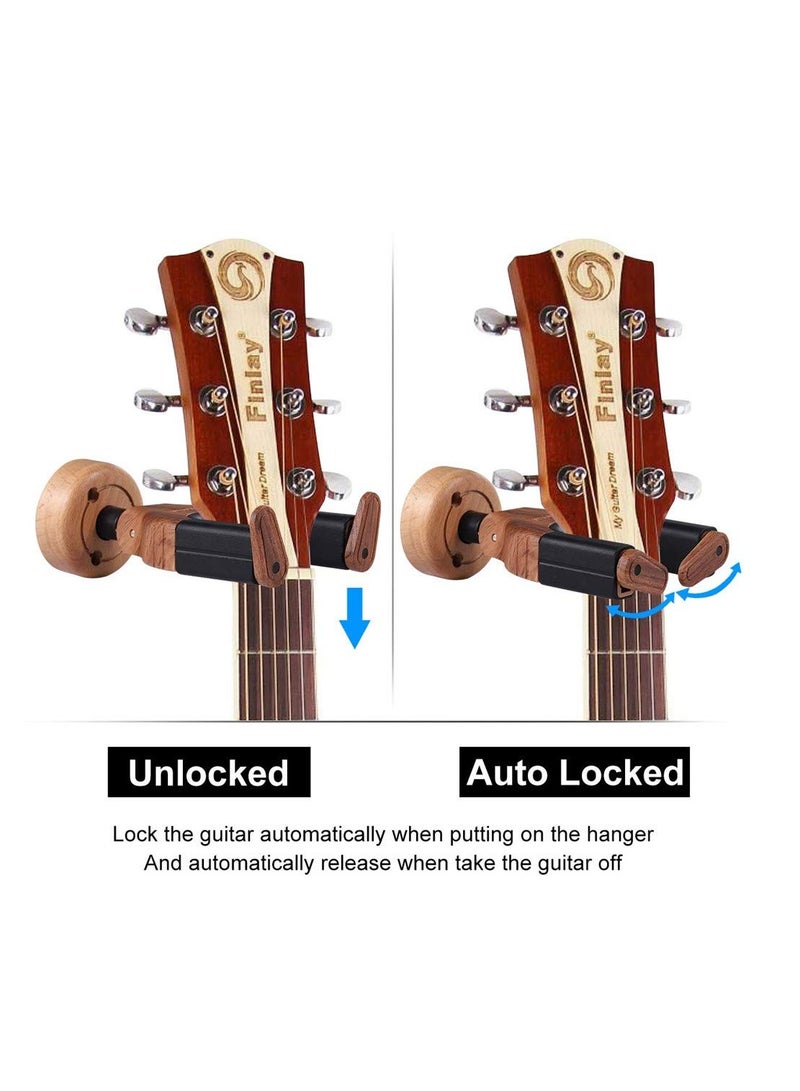 Guitar Wall Mount Auto Lock Guitar Wall Hanger for Acoustic Guitar Classical Guitar Electric Guitar Bass Mandolin Banjo (rose wood)  - Image 3