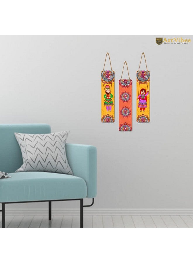 Artvibes Dancing Puppets Designer Wooden Wall Hanging Decoration Items for Home | Gifts | Bedroom | Wooden Wall Hanger | Mdf Wall Decoration for Living Room | Artworks (WH_8103N), Set of 3 - Image 4