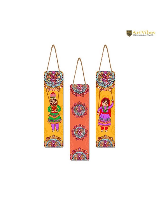 Artvibes Dancing Puppets Designer Wooden Wall Hanging Decoration Items for Home | Gifts | Bedroom | Wooden Wall Hanger | Mdf Wall Decoration for Living Room | Artworks (WH_8103N), Set of 3 - Image 5