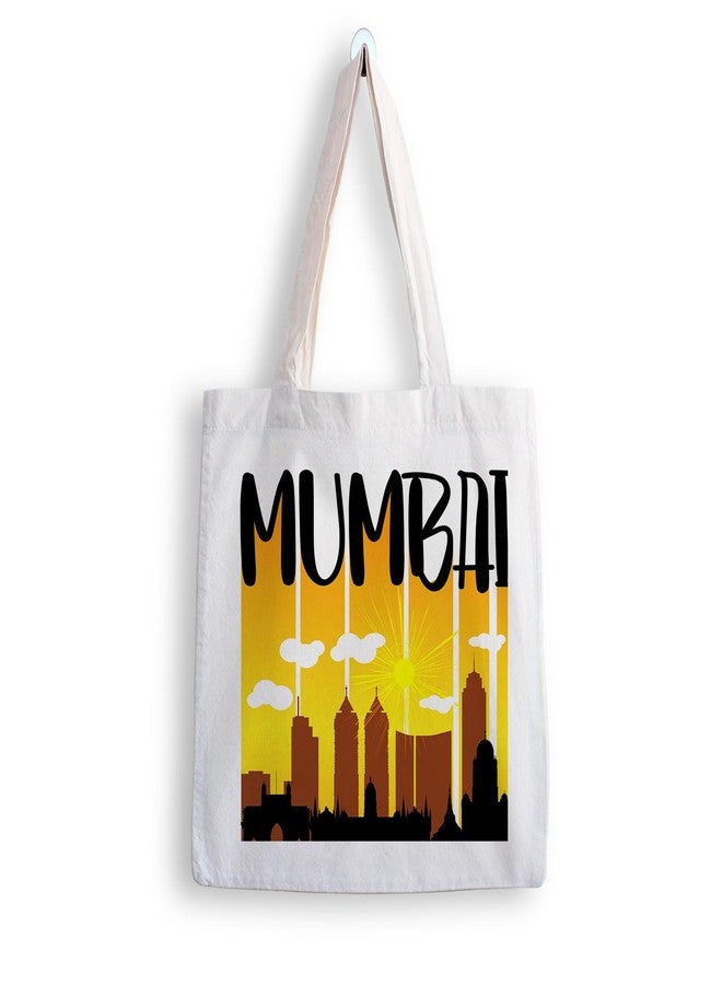 ARTBUG Tote Bag for Women with zip, Aesthetic Canvas tote bag for college girls, office, stylish and reusable - Mumbai - D No - 110 - Image 1
