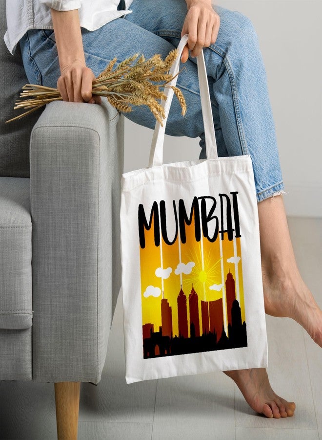 ARTBUG Tote Bag for Women with zip, Aesthetic Canvas tote bag for college girls, office, stylish and reusable - Mumbai - D No - 110 - Image 2