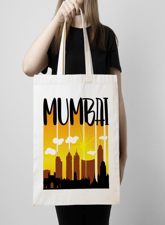 ARTBUG Tote Bag for Women with zip, Aesthetic Canvas tote bag for college girls, office, stylish and reusable - Mumbai - D No - 110 - Image 3