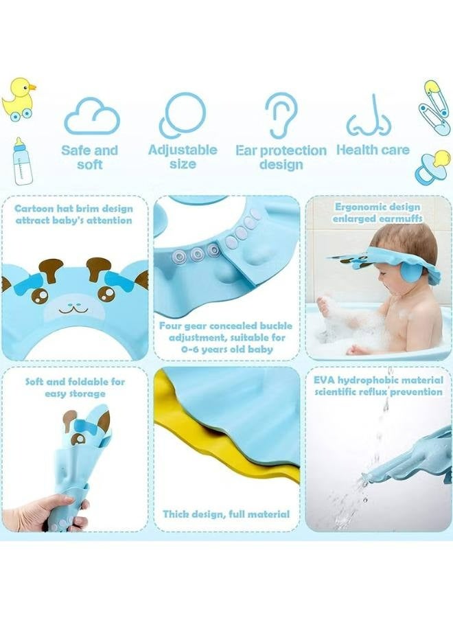 3 Pcs Baby Shower Cap, Adjustable Shampoo Visor Bath Hat, Infants Soft Protection Safety, Protect Ear Eye Baby Hair Washing Aids for Baby Toddler Children Kids (Blue Pink Yellow) - Image 4