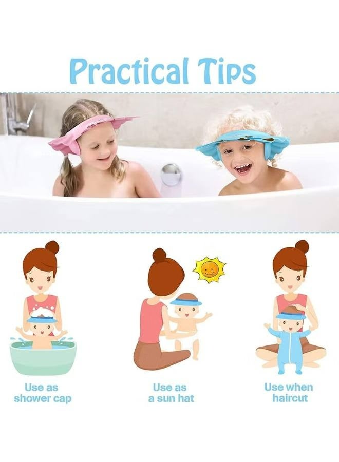 3 Pcs Baby Shower Cap, Adjustable Shampoo Visor Bath Hat, Infants Soft Protection Safety, Protect Ear Eye Baby Hair Washing Aids for Baby Toddler Children Kids (Blue Pink Yellow) - Image 3