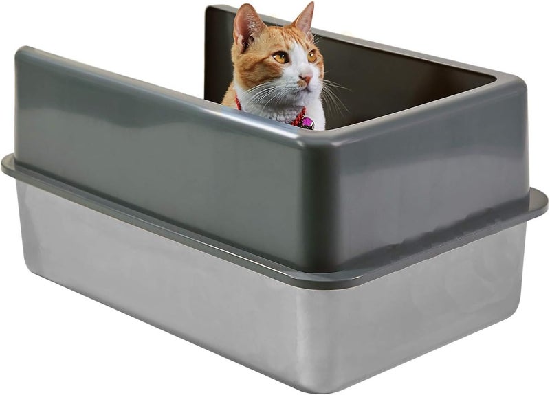 iPrimio XL Cat Litter Box Enclosure - Stainless Steel Large for Boxes Big Cats - Never Absorbs Odor - XL Cat Litter Box Enclosure with Teflon Coating - Litter Box Enclosure Only - Easy to Clean - Image 3