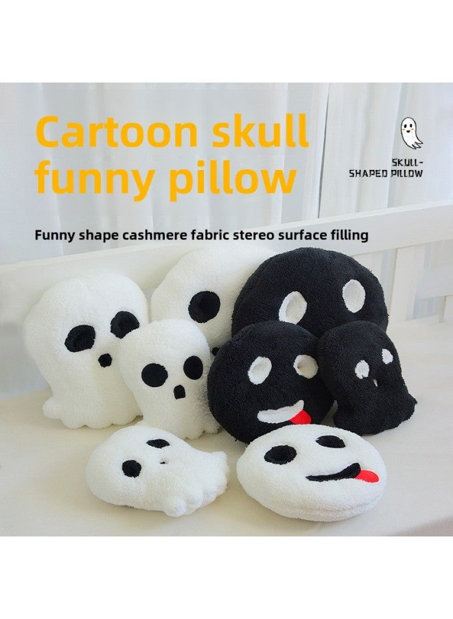 Loquat Plush  Cartoon Skull Car Pillow Sofa Bedroom Seat Cushion Office Pillow Cross Border-Color:White Ghost Trumpet - Image 2