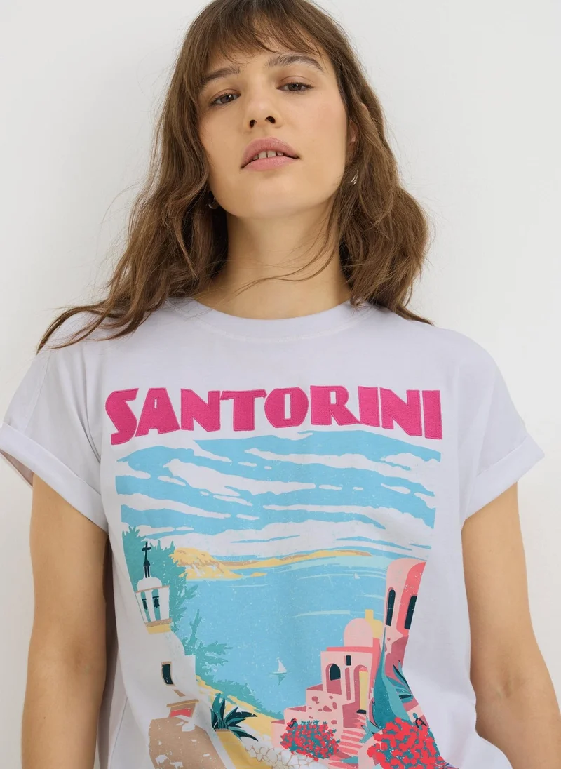 Matalan White Santorini Graphic T-Shirt