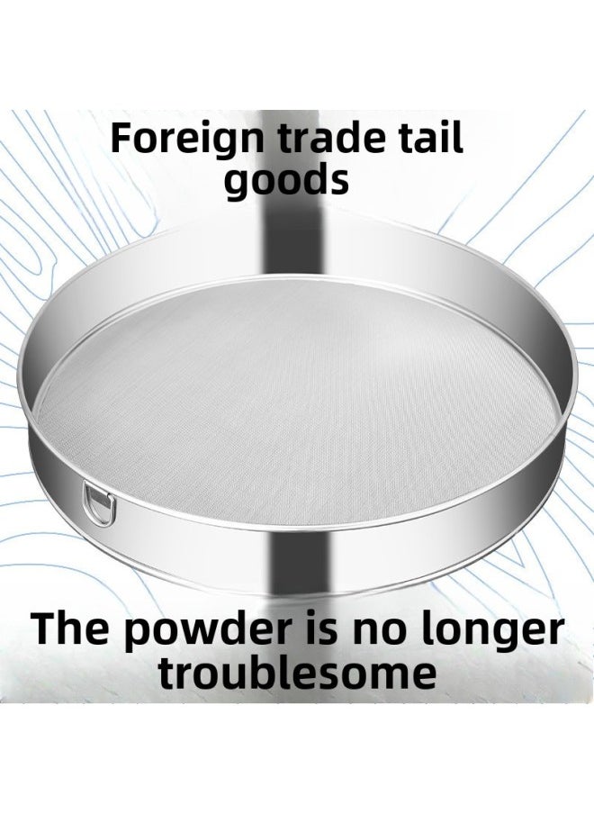 Generic - 粉筛子面粉筛过滤网筛烘焙工具手持40-60目粉超细家用不锈钢筛网-规格:40目【筛选块面粉/偏细杂粮粉】高4.9厘米⭐送杯垫1个-颜色:常规薄款-25CM【大号】无耳⭐送杯垫1个 - Image 1