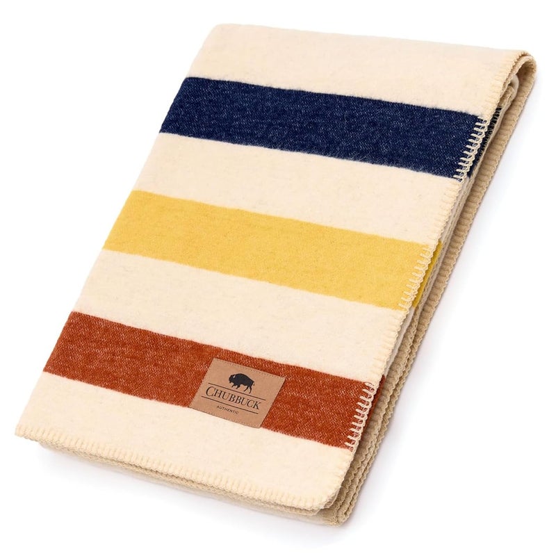 Chubbuck Authentic Chubbuck 100% Wool Blanket Camping (60" x 84") - Large Warm Blankets for Camping, Emergency, Outdoor Concerts and Home Use - Reversible, Fire Retardant Blanket, Warm Blankets for Winter (Lighthouse) - Image 1