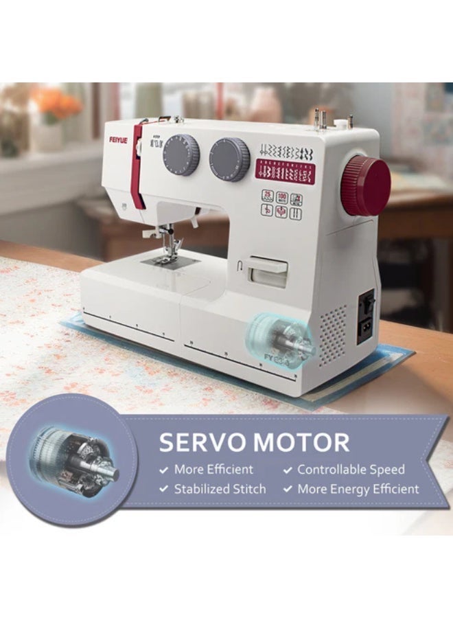 Feiyue FYe310T household machine 24 Stitch White-Red with servo motor - Image 3