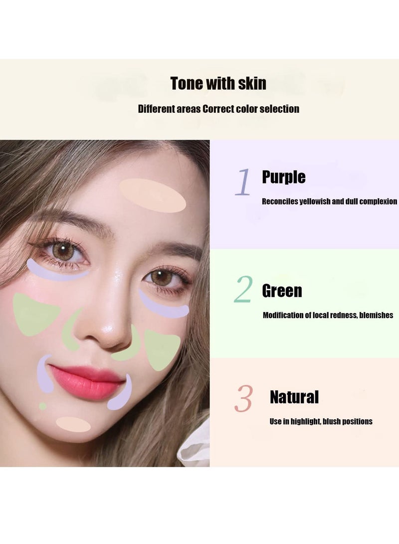 Excefore 3 Colors Isolation Cream Moisturizing Isolation BB Cream Long lasting Matte Flawless Foundation Makeup Primer Skin Tone Correcting Brightening Primer Neutralizing Dark Circles Correct Redeness - Image 3