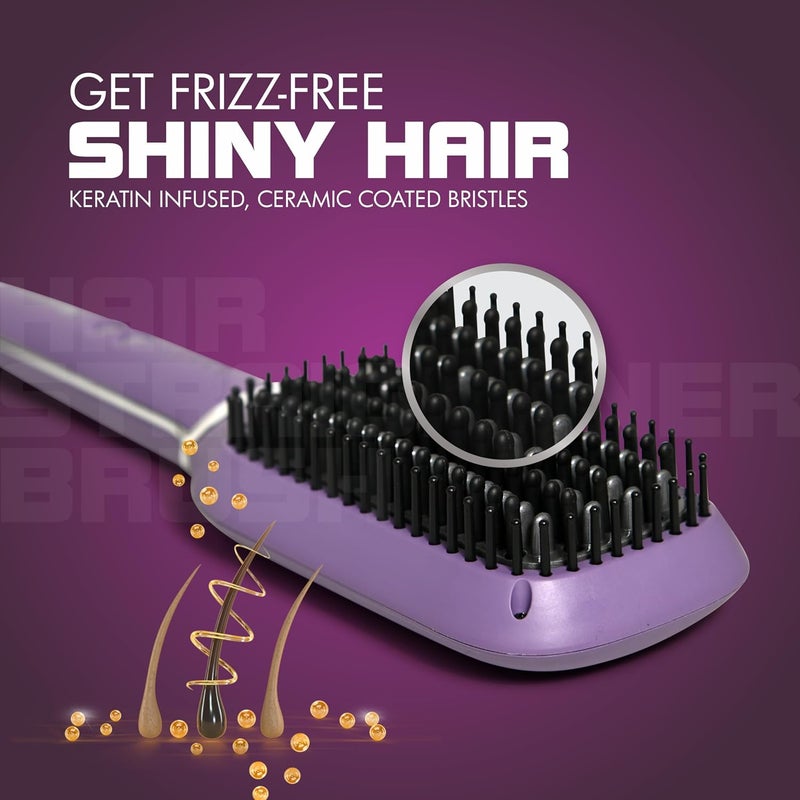 Havells فرشاة فرد الشعر مع الكيراتين من هافيلز مع تحكم في درجة الحرارة لجميع أنواع الشعر | 50 واط | ضمان لمدة سنتين | بنفسجي رائع | Hs4201 - Image 3
