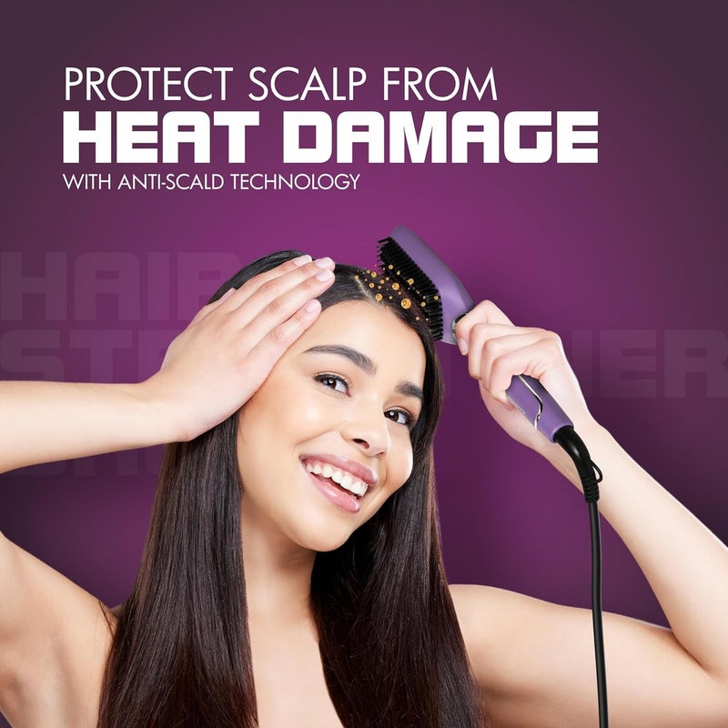 Havells فرشاة فرد الشعر مع الكيراتين من هافيلز مع تحكم في درجة الحرارة لجميع أنواع الشعر | 50 واط | ضمان لمدة سنتين | بنفسجي رائع | Hs4201 - Image 2