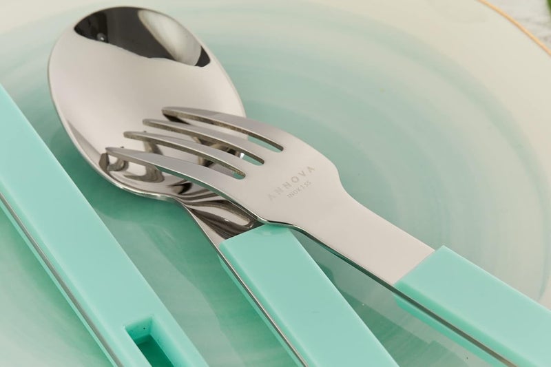 Annova ANNOVA Silverware Set 20 Pieces Stainless Steel Cutlery Color Block Handle Modern Style Flatware  4 x Dinner Knife 4 x Dinner Fork 4 x Salad fork 4 x Dinner Spoon 4 x Dessert Spoon Turquoise - Image 5
