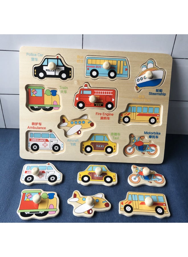 ألعاب تعليمية للأطفال من Mengshi لتطوير التعليم المبكر، ألغاز محمولة باليد، مطابقة معرفية ثلاثية الأبعاد، ذكاء التعليم المبكر - اللون: حركة المرور - Image 1