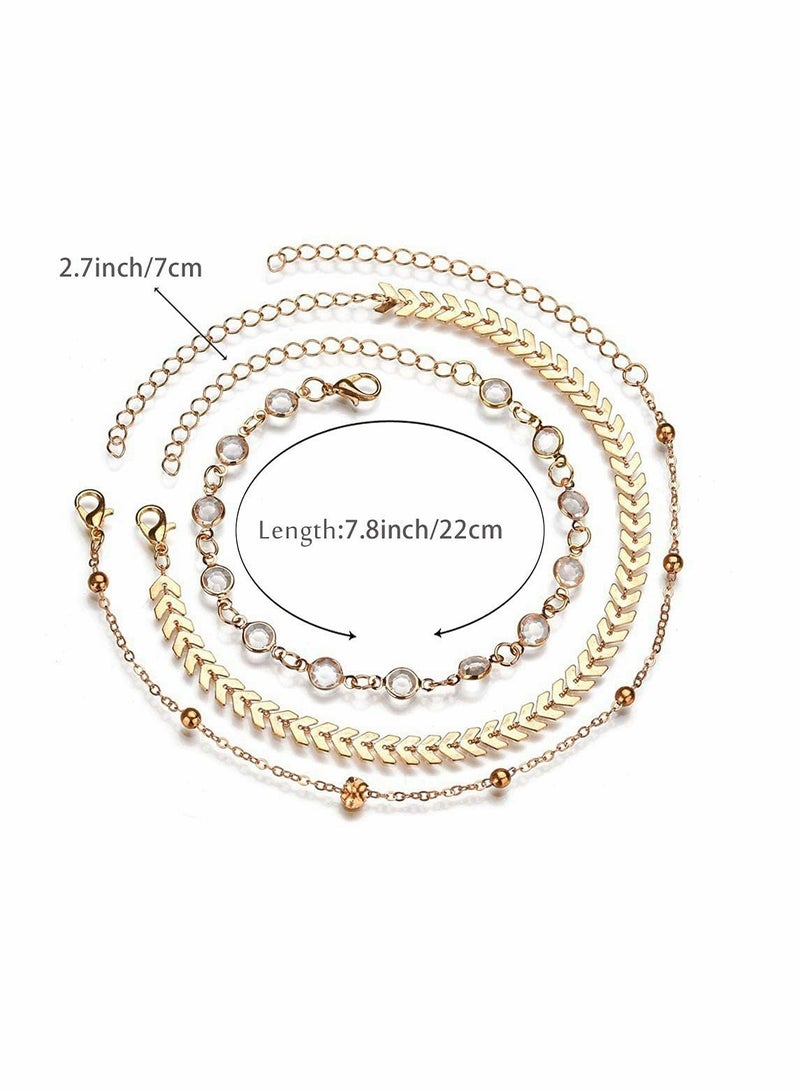 Suntown Three Layer Anklet Ankle Bracelet Foot Chain with Leaves Accessories Foot Jewelry - Image 2