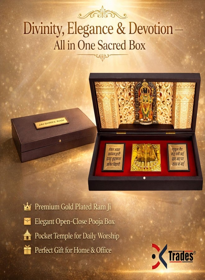 DK trades® Gold Plated Lord Ram ji Pooja Box - Premium Gold Ram| Pocket Temple Ram Ji | Unique Home, Office Gift - Image 4