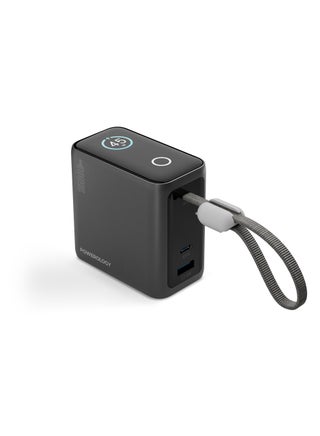 15000 mAh mini Power Bank with Smart Color Display & Built-in Type-C Cable / Laptop Charging / PD 45W & QC 22.5W Fast Charger mini PowerBank 15000mAh / For iPhone 17/16 Series, Samsung, Macbook - Black