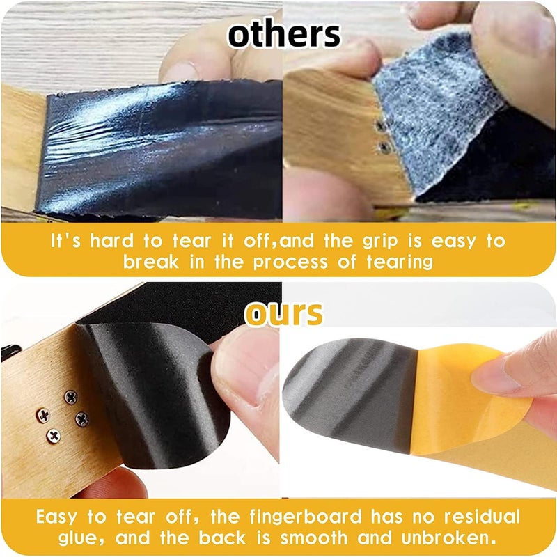 ACFELLE 10Pcs Pre-Cut Fingerboard Grip Tape, 34mmx98mm Pro Mini Finger Skateboards One Step Install Foam Adhesive Stickers Wooden Non Slip Tape (10 Pcs) - Image 5