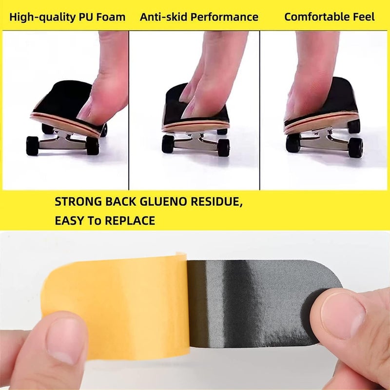 ACFELLE 10Pcs Pre-Cut Fingerboard Grip Tape, 34mmx98mm Pro Mini Finger Skateboards One Step Install Foam Adhesive Stickers Wooden Non Slip Tape (10 Pcs) - Image 3