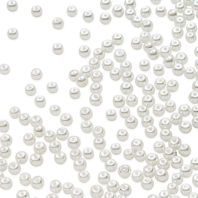 Expo International 4mm Glass Pearl Beads Versatile Round Glass Beads Elegant Beads for Jewelry Bridal and DIY Projects Natural