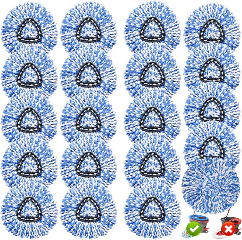 High-PQ 20 Pack Spin Mop Replacement Heads, Only Fit for RinseClean 2-Tank System, 100% Microfiber Spin Mop Refill Head,Spinning Mop Head Replacement for Floor Cleaning - Image 1
