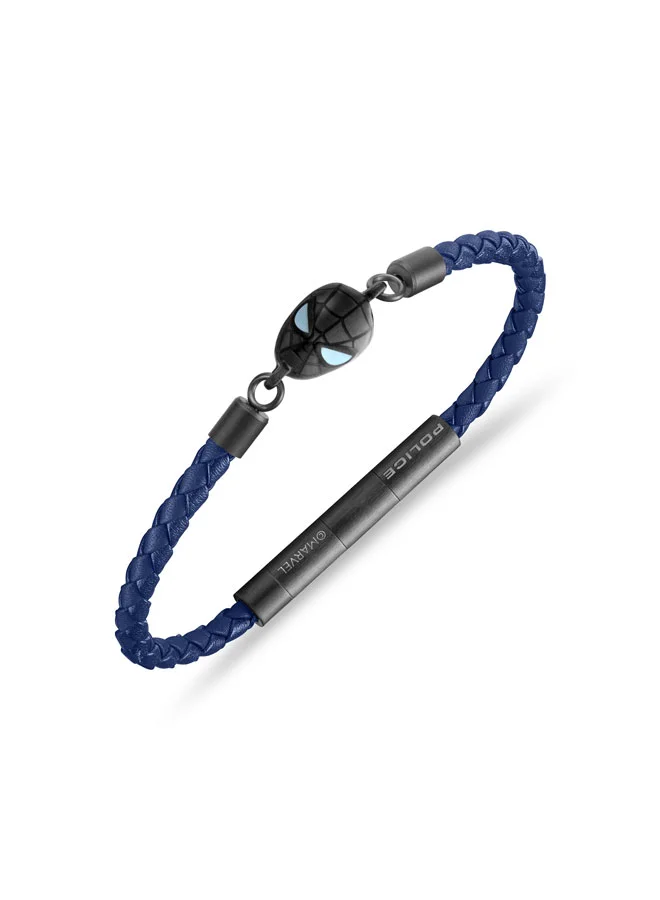 بوليس Web Slinger 2.0 Grey & Navy Leather Bracelet Limited Edition for Men