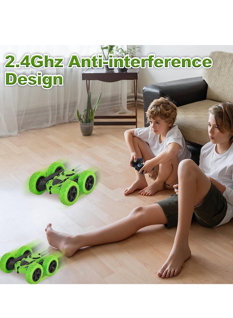 Remote Control Car Stunt RC Cars, 90 Min Playtime, 2.4Ghz Double Sided 360° Rotating RC Crawler with Headlights, 4WD Off Road Drift RC Race Car Toy for Boys and Girls Aged 3+ Green - Image 4