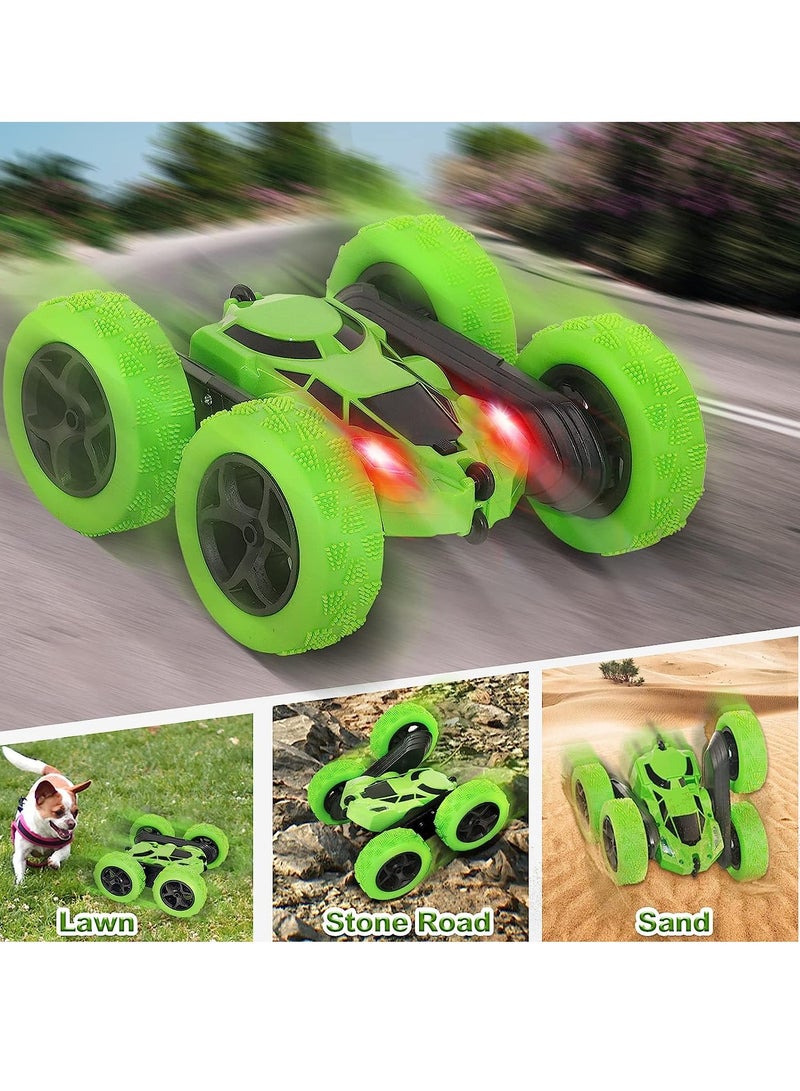 Remote Control Car Stunt RC Cars, 90 Min Playtime, 2.4Ghz Double Sided 360° Rotating RC Crawler with Headlights, 4WD Off Road Drift RC Race Car Toy for Boys and Girls Aged 3+ Green - Image 3