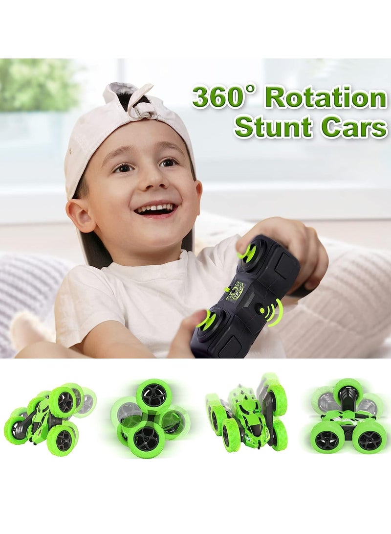 Remote Control Car Stunt RC Cars, 90 Min Playtime, 2.4Ghz Double Sided 360° Rotating RC Crawler with Headlights, 4WD Off Road Drift RC Race Car Toy for Boys and Girls Aged 3+ Green - Image 2