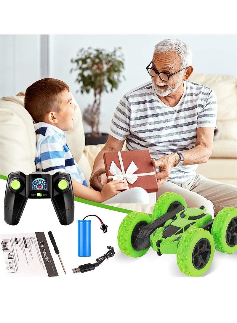 Remote Control Car Stunt RC Cars, 90 Min Playtime, 2.4Ghz Double Sided 360° Rotating RC Crawler with Headlights, 4WD Off Road Drift RC Race Car Toy for Boys and Girls Aged 3+ Green - Image 5