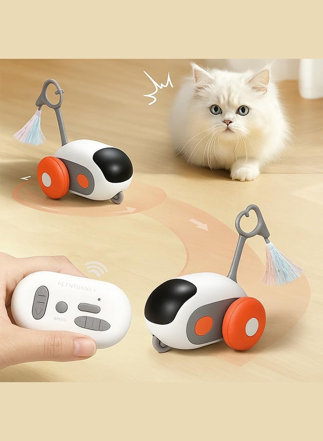 لعبة قطط ذكية قابلة للشحن مع جهاز تحكم عن بُعد – تجنب تلقائي للعوائق، مزودة بذيل فروي قابل للإضافة، شحن سريع عبر USB، لعبة إلكترونية تفاعلية للقطط داخل المنزل - Image 4