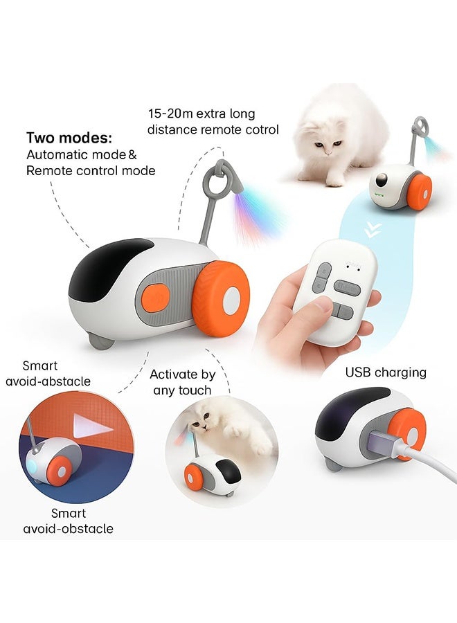 لعبة قطط ذكية قابلة للشحن مع جهاز تحكم عن بُعد – تجنب تلقائي للعوائق، مزودة بذيل فروي قابل للإضافة، شحن سريع عبر USB، لعبة إلكترونية تفاعلية للقطط داخل المنزل - Image 5