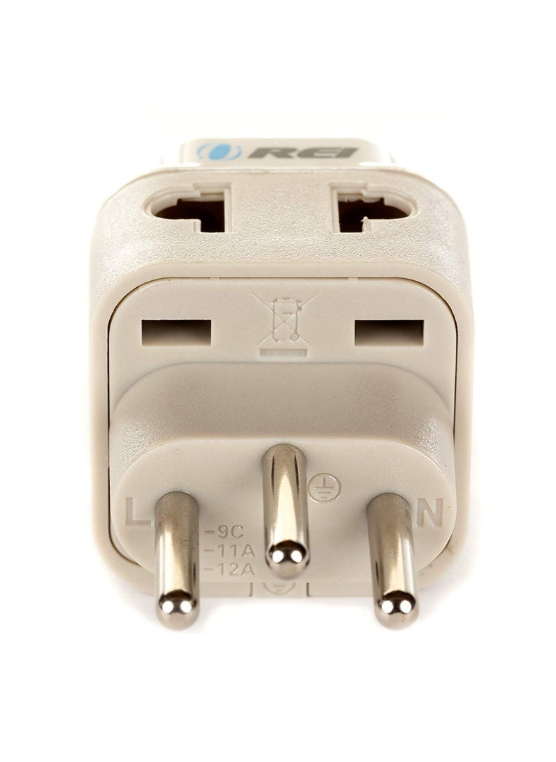 OREI Orei India to Switzerland Rwanda Liechtenstein Type J Travel Adapter Plug 2 in 1 CE Certified RoHS Compliant 2 Pack White Color DB11A2PK  - Image 2