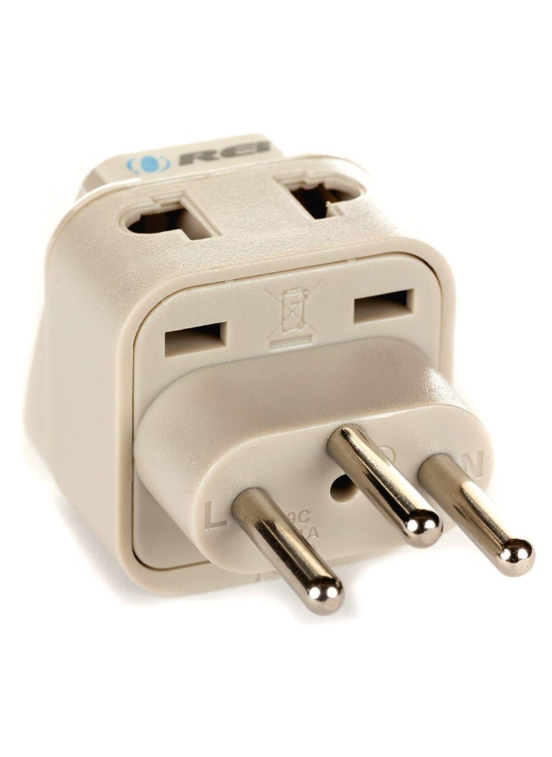OREI Orei India to Switzerland Rwanda Liechtenstein Type J Travel Adapter Plug 2 in 1 CE Certified RoHS Compliant 2 Pack White Color DB11A2PK  - Image 5
