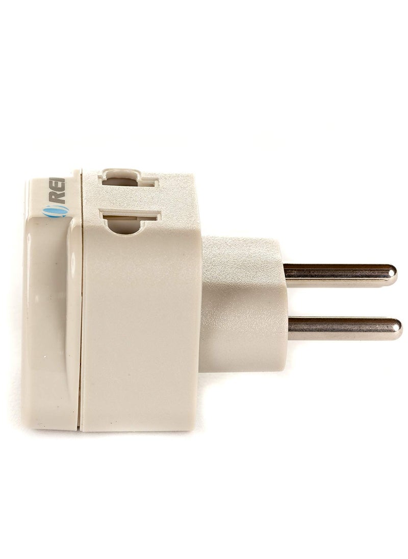 OREI Orei India to Switzerland Rwanda Liechtenstein Type J Travel Adapter Plug 2 in 1 CE Certified RoHS Compliant 2 Pack White Color DB11A2PK  - Image 4