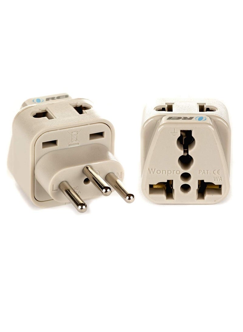OREI Orei India to Switzerland Rwanda Liechtenstein Type J Travel Adapter Plug 2 in 1 CE Certified RoHS Compliant 2 Pack White Color DB11A2PK  - Image 1