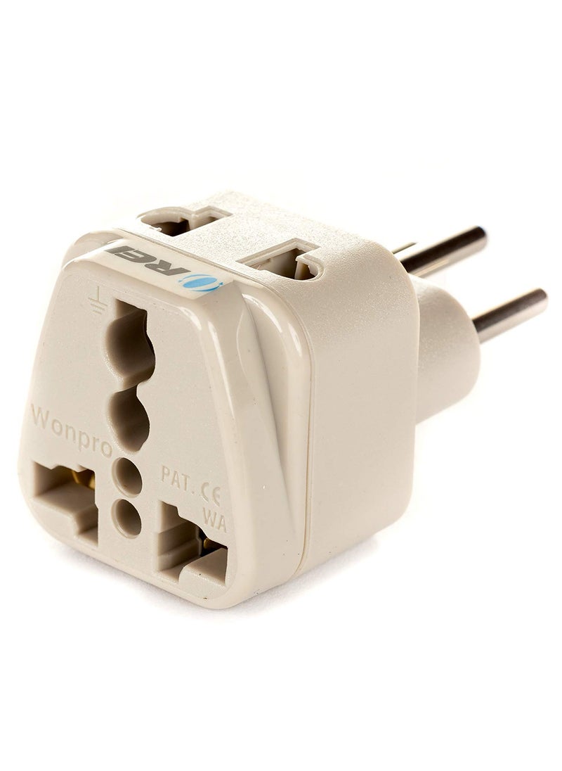 OREI Orei India to Switzerland Rwanda Liechtenstein Type J Travel Adapter Plug 2 in 1 CE Certified RoHS Compliant 2 Pack White Color DB11A2PK  - Image 3