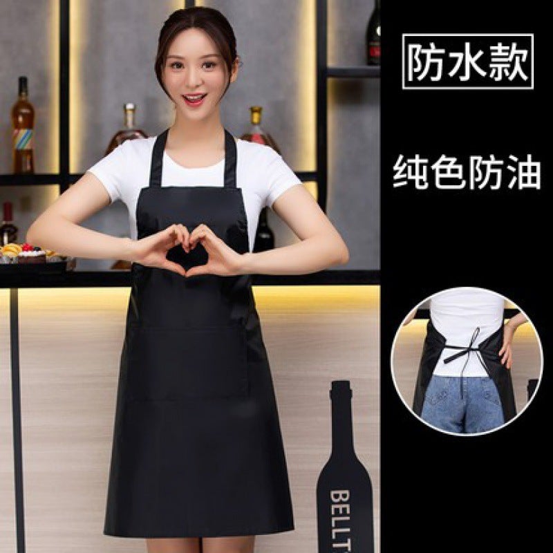 Chef Apron Mens Half-length Hotel Restaurant Restaurant Kitchen Kitchen Special White Waterproof Oil-proof Neck Neck Womens Neck Black hanging neck waterproof 