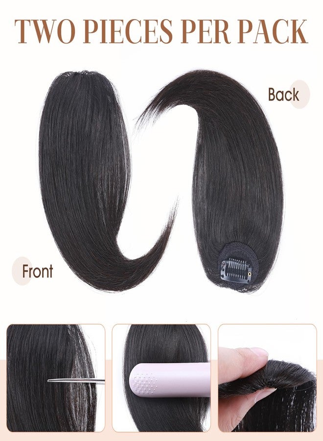 Sankrityayan Clip in Wave Side Bangs Extensions, 100% Human Hair 2 PCS Clip on Middle Part French Bangs Thin Sides Swept Fringe Hairpieces Ideal for Women (Natural Black, Pack of 1) - Image 3