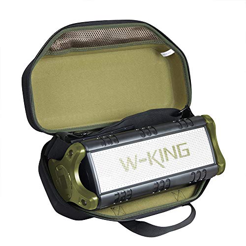 Hermitshell Hard Travel Case for W-King 90W Wireless Bluetooth Speakers (Black +Green) - Image 1