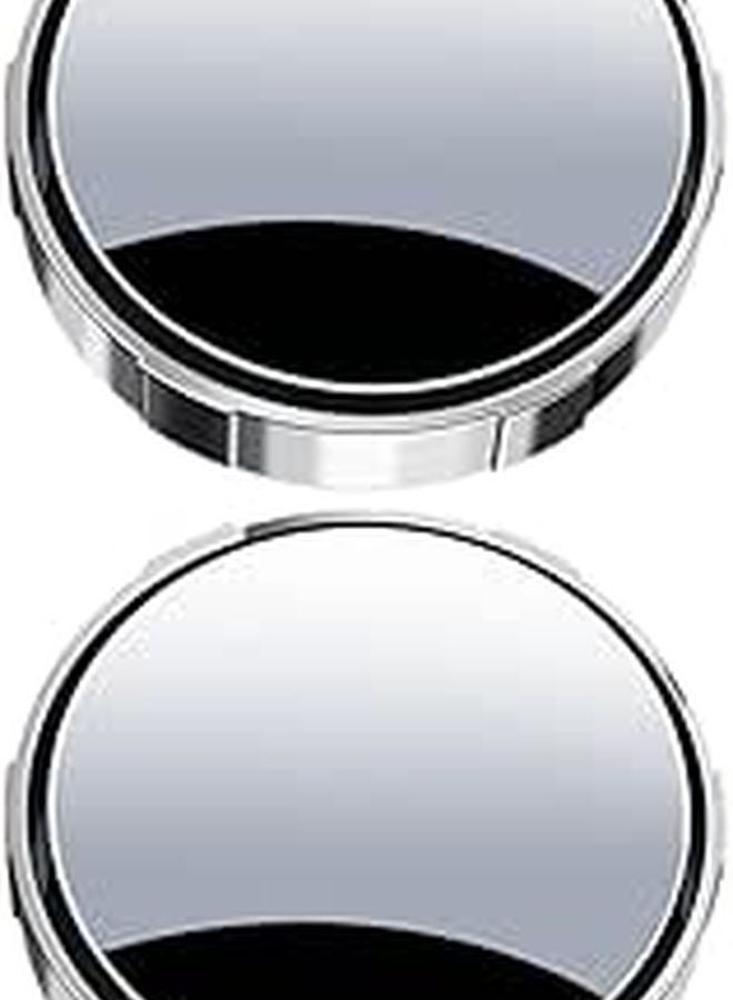 2Pcs Silver Round Car Blind Spot Mirrors Wide Angle HD Suction Mount for Trucks SUVs - Image 1